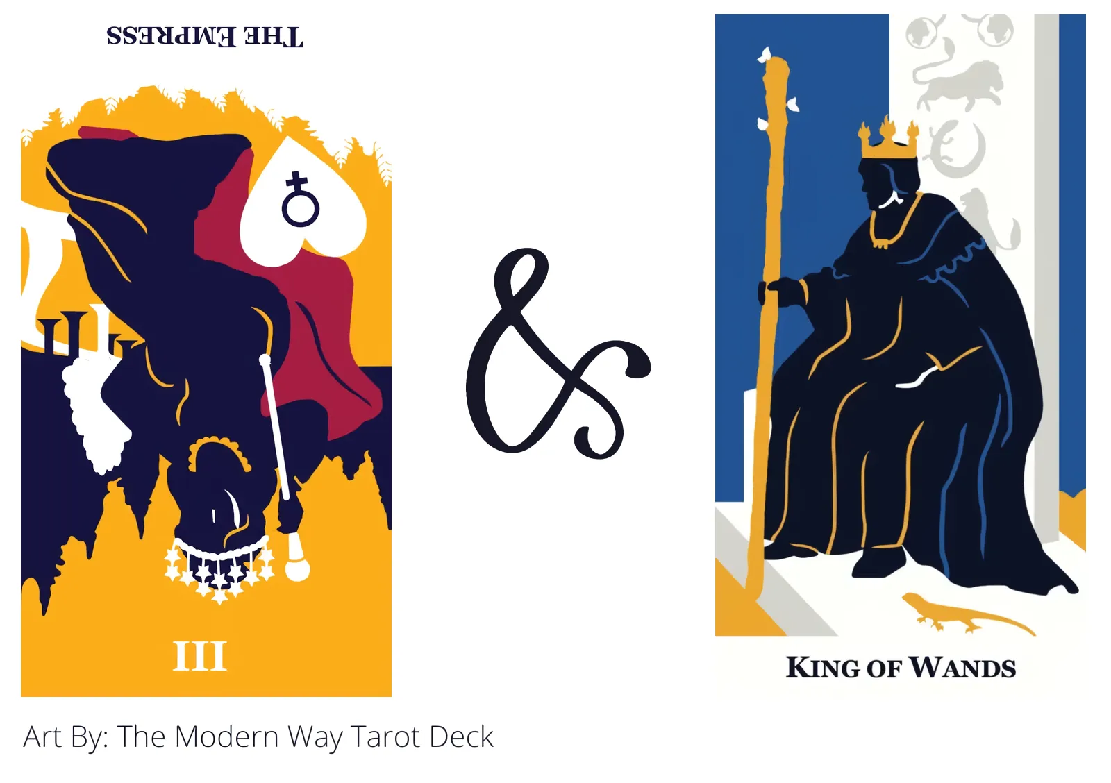 the empress reversed and king of wands tarot cards together
