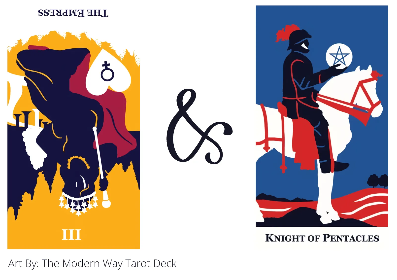 the empress reversed and knight of pentacles tarot cards together