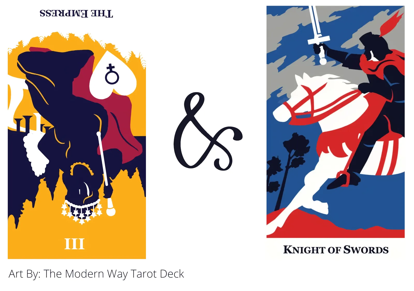 the empress reversed and knight of swords tarot cards together