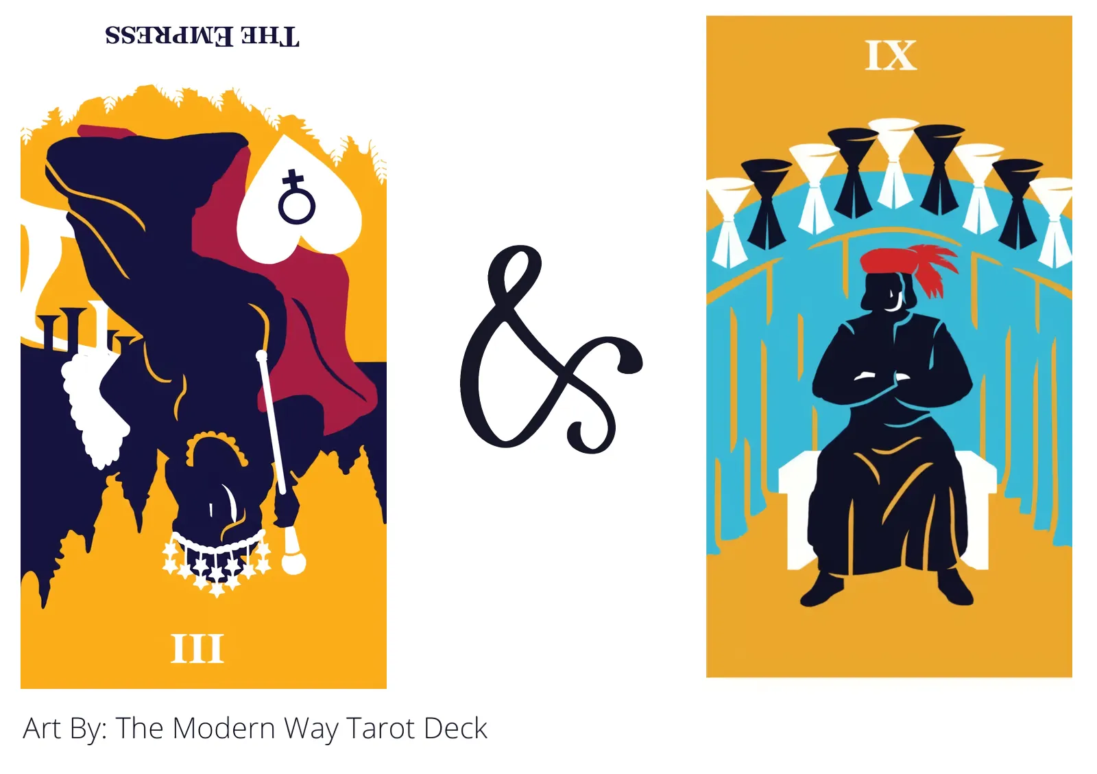 the empress reversed and nine of cups tarot cards together