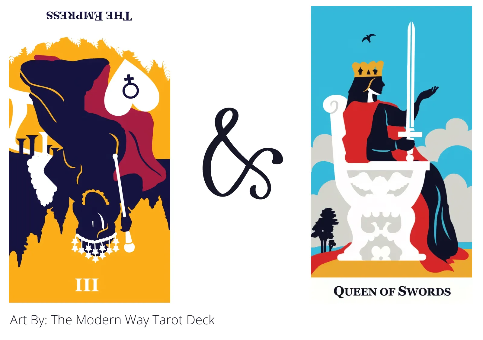 the empress reversed and queen of swords tarot cards together