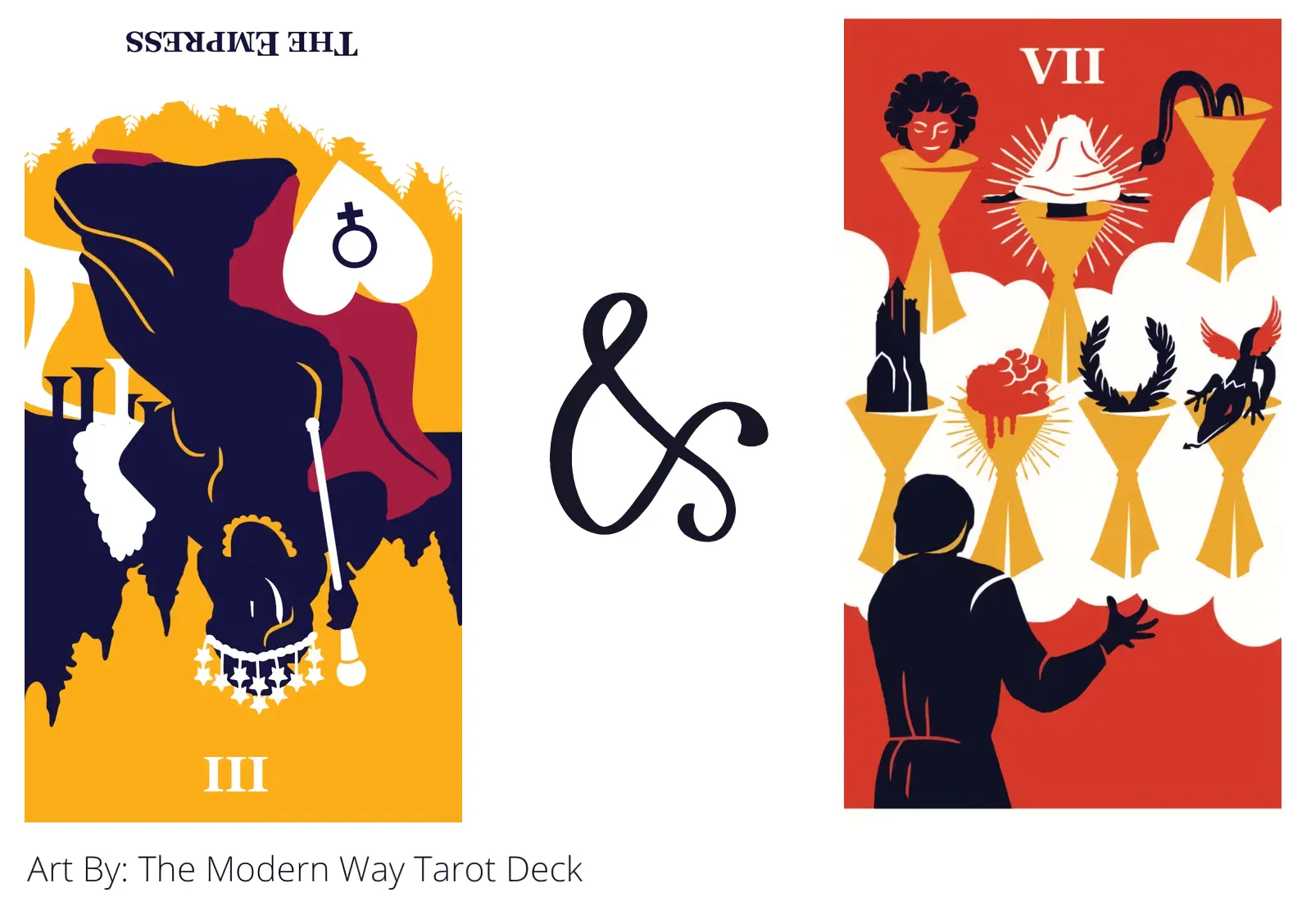 the empress reversed and seven of cups tarot cards together