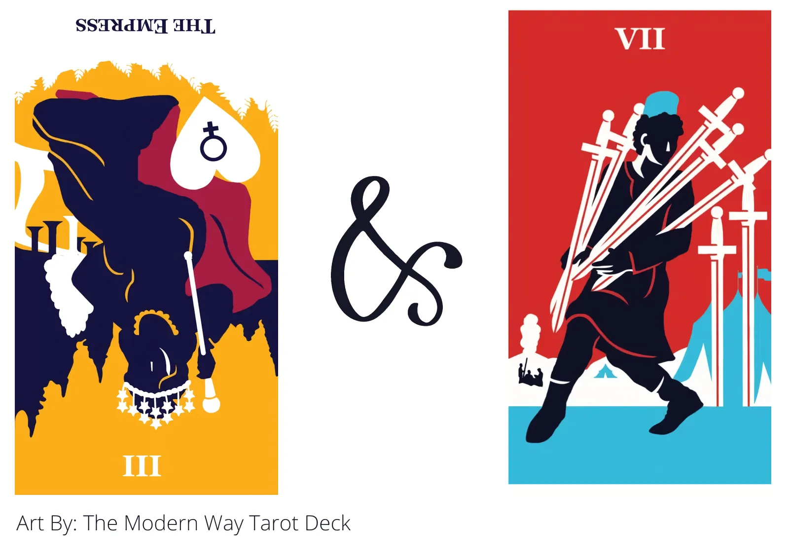 the empress reversed and seven of swords tarot cards together