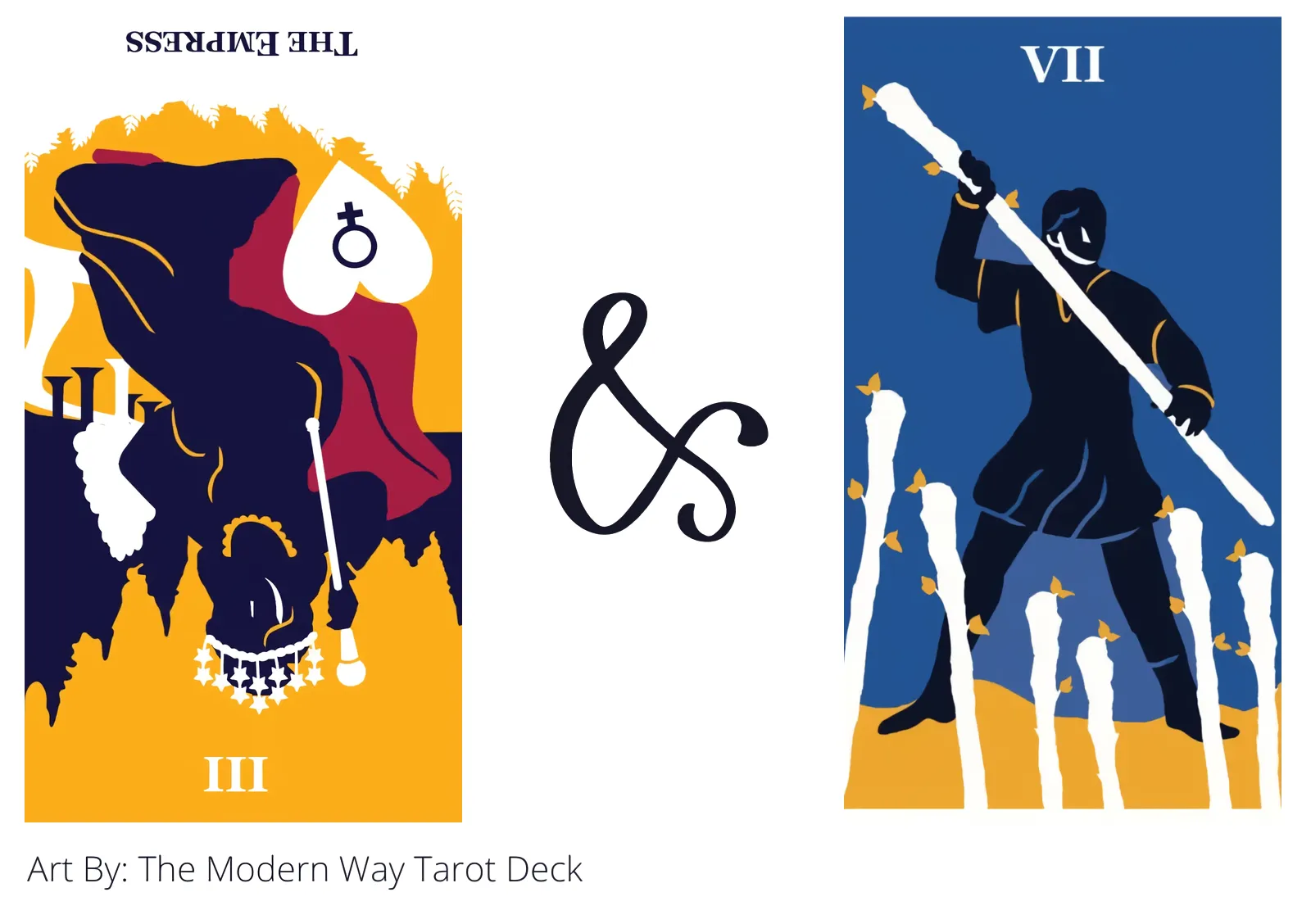 the empress reversed and seven of wands tarot cards together