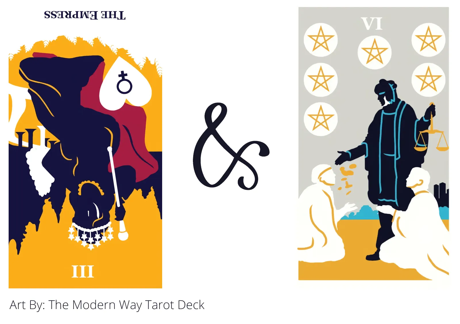 the empress reversed and six of pentacles tarot cards together