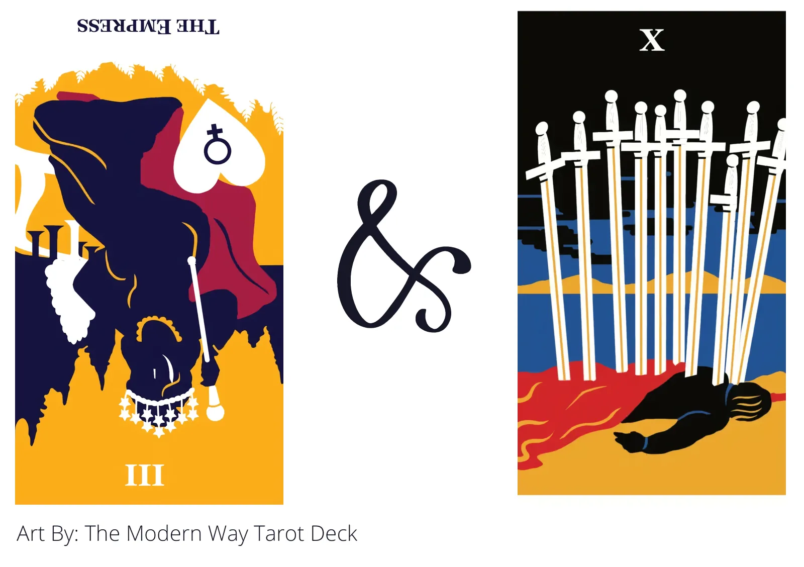 the empress reversed and ten of swords tarot cards together