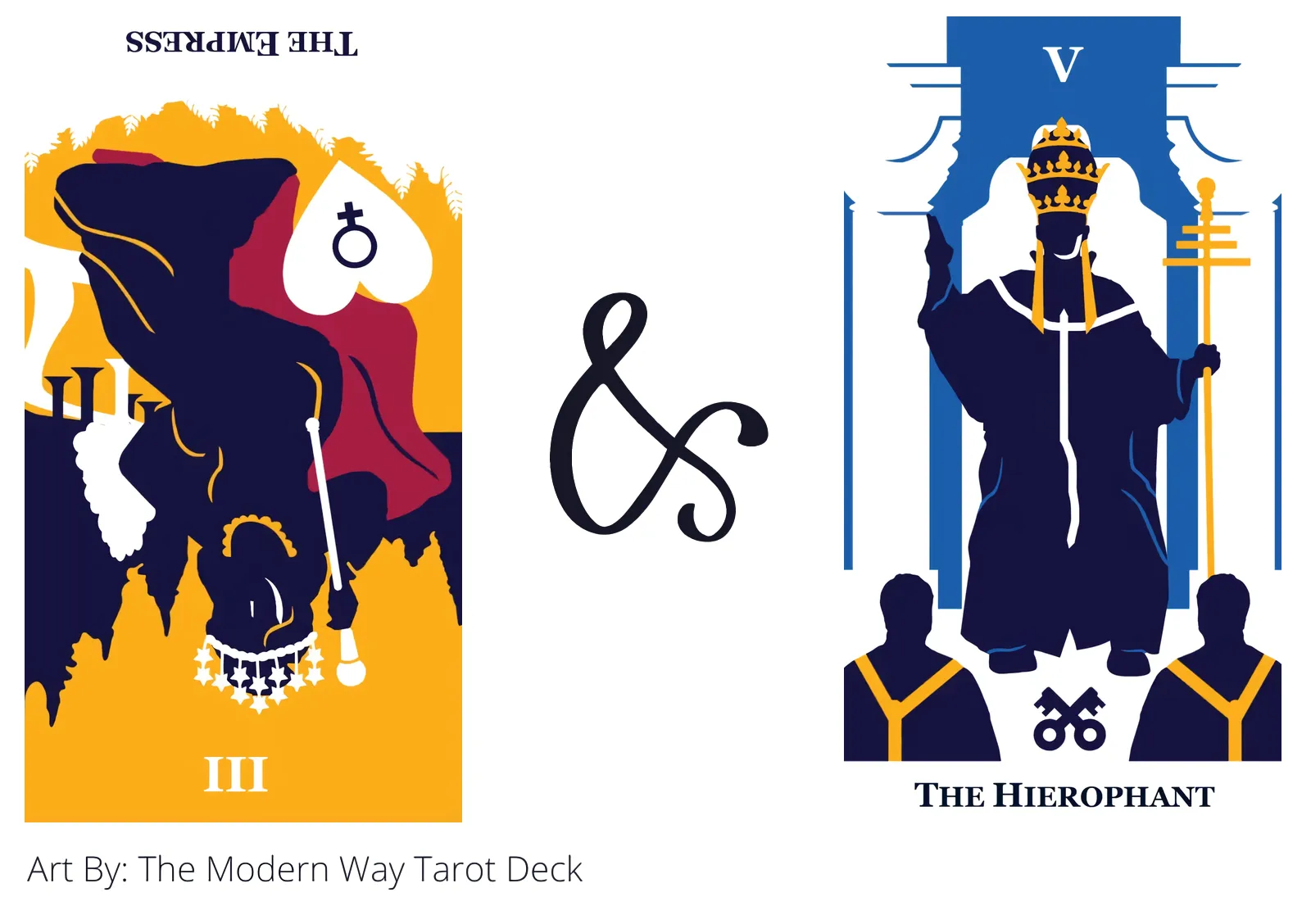the empress reversed and the hierophant tarot cards together