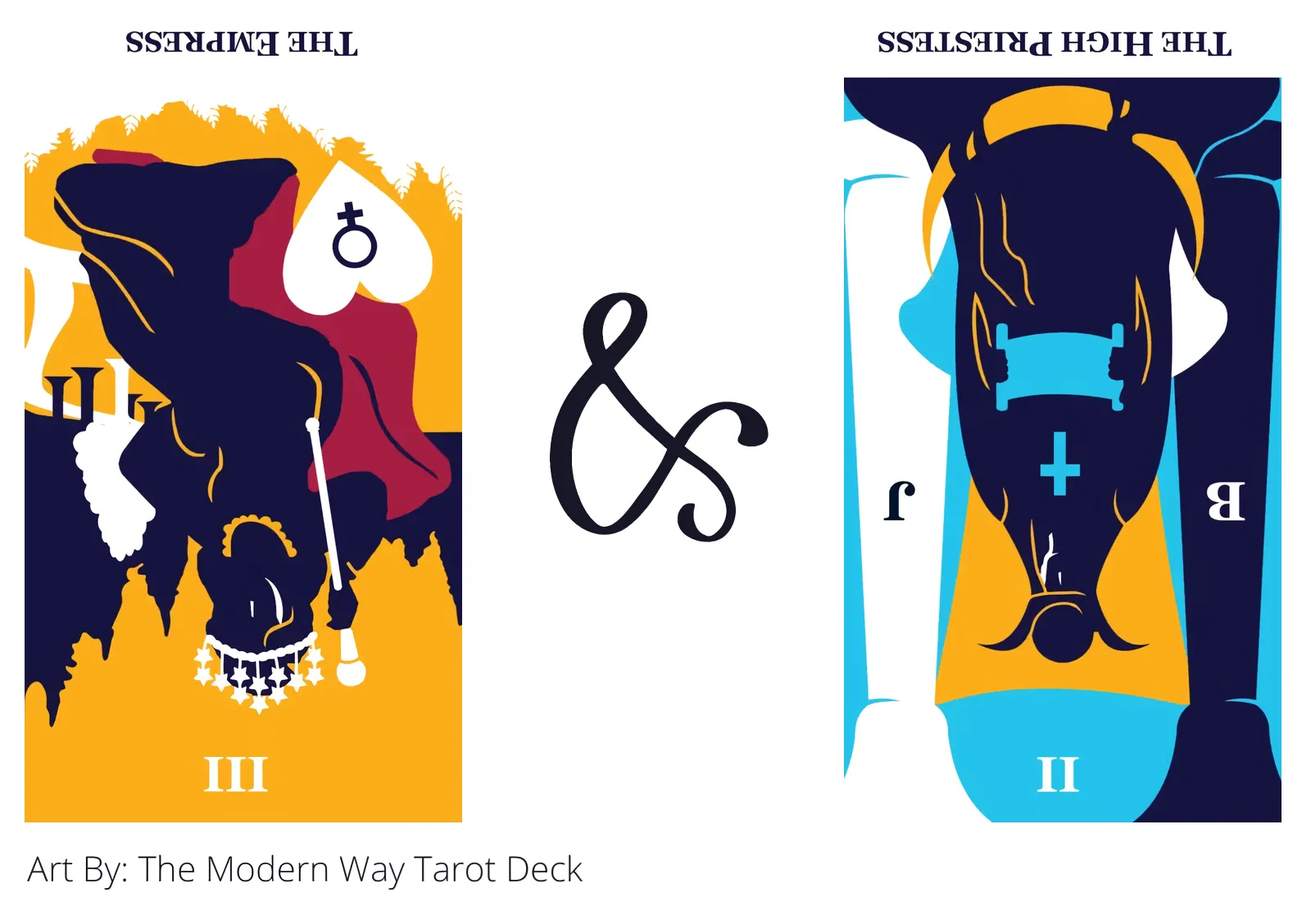 the empress reversed and the high priestess reversed tarot cards together