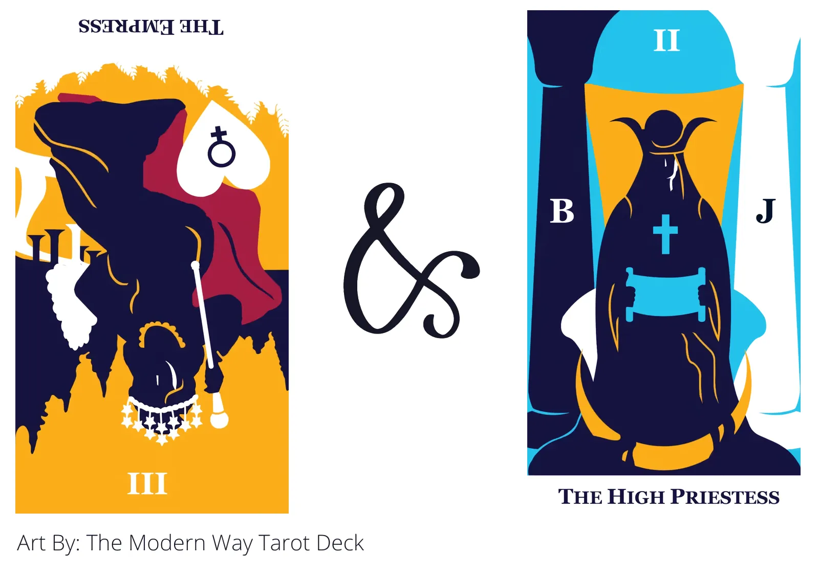the empress reversed and the high priestess tarot cards together