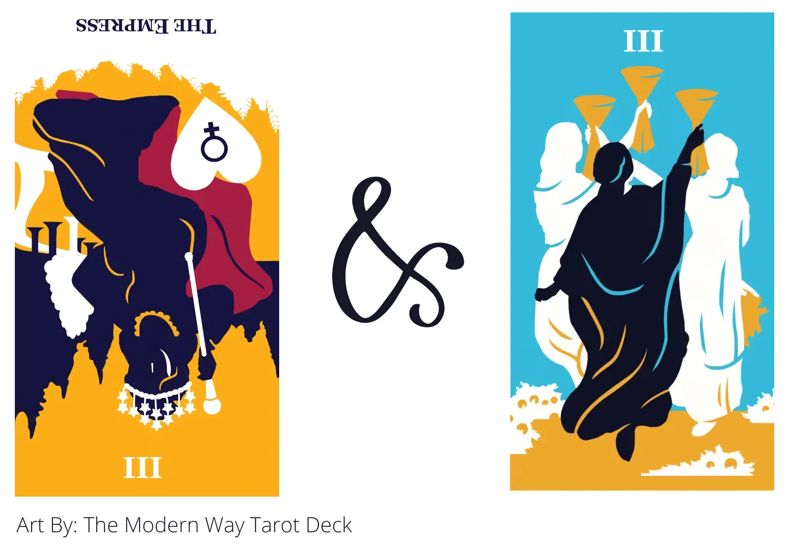 the empress reversed and three of cups tarot cards together