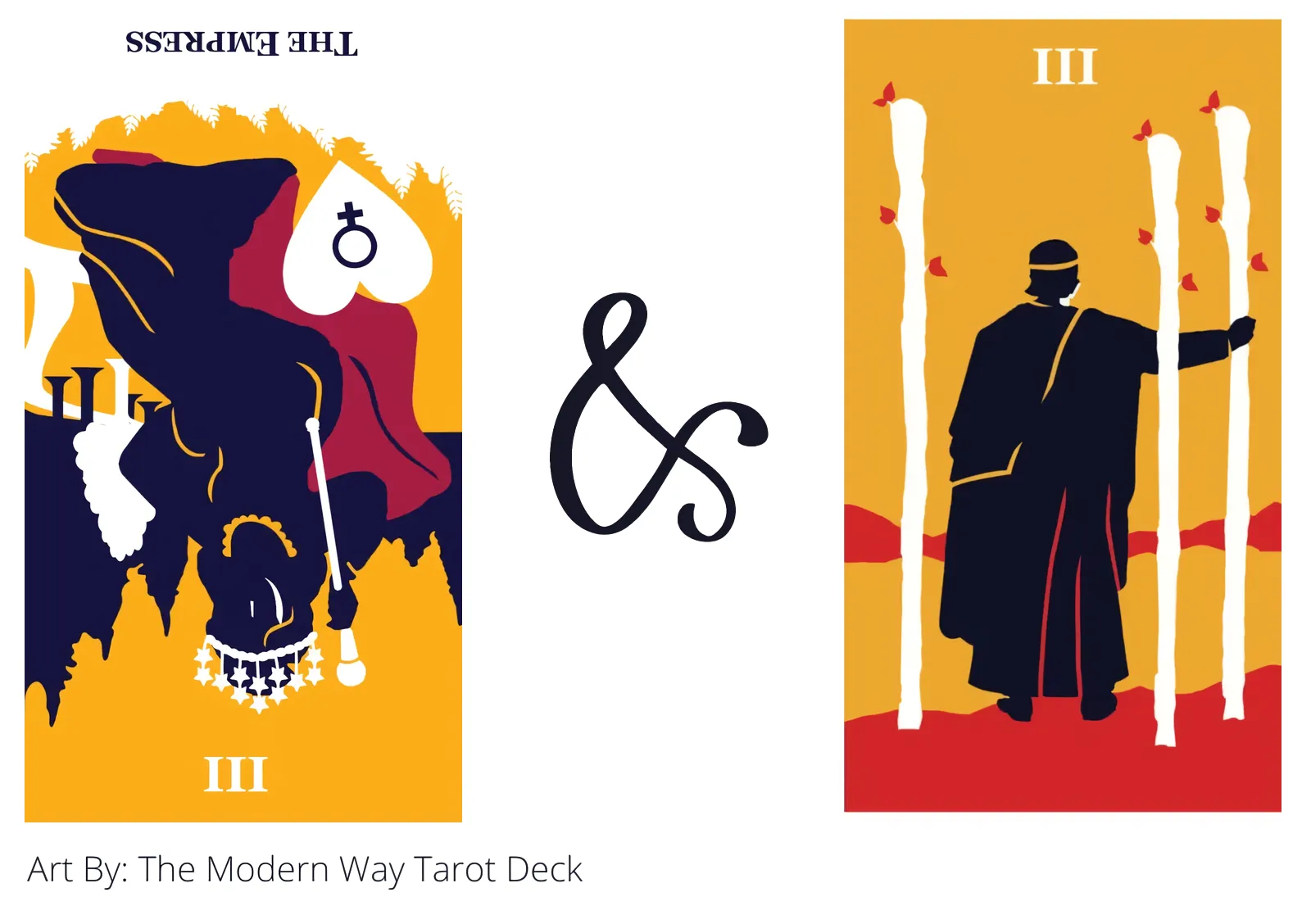 the empress reversed and three of wands tarot cards together