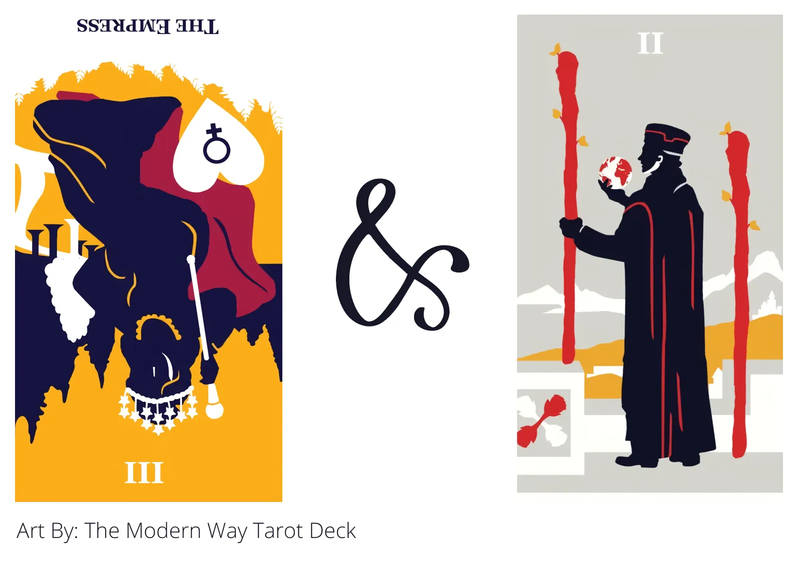 the empress reversed and two of wands tarot cards together