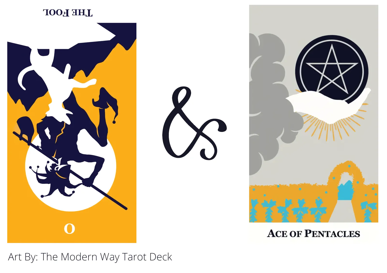 the fool reversed and ace of pentacles tarot cards together
