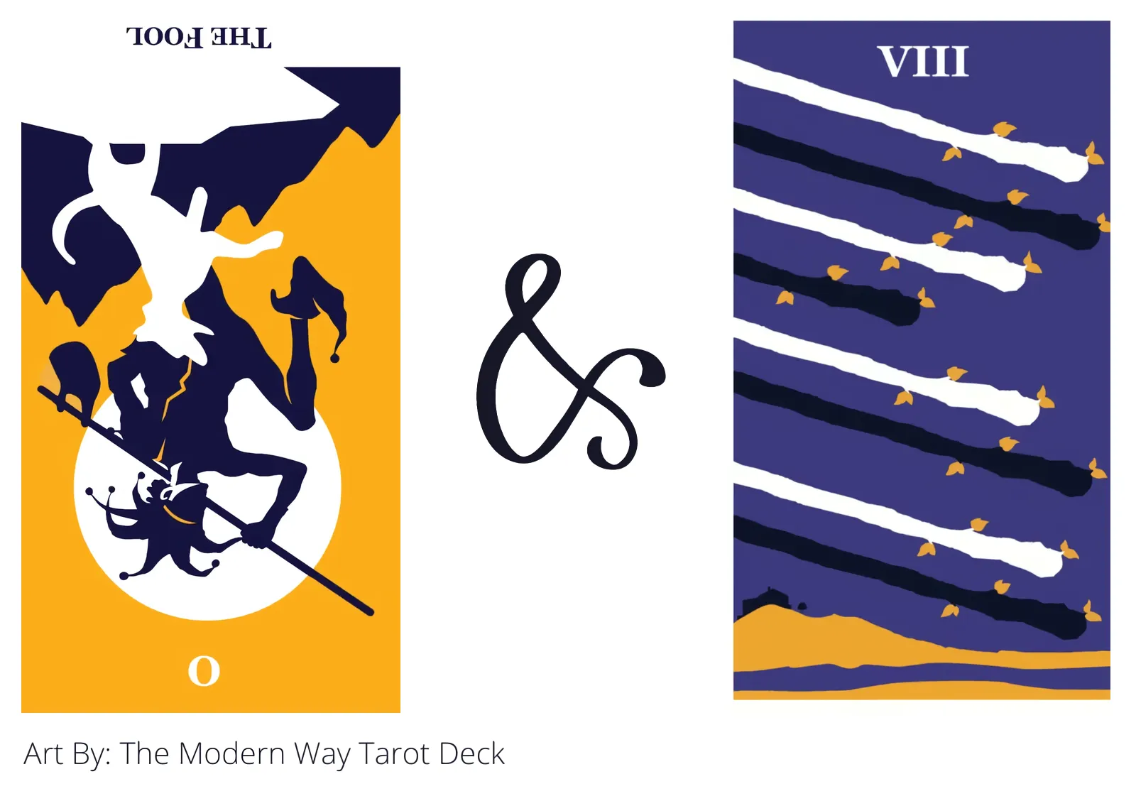 the fool reversed and eight of wands tarot cards together