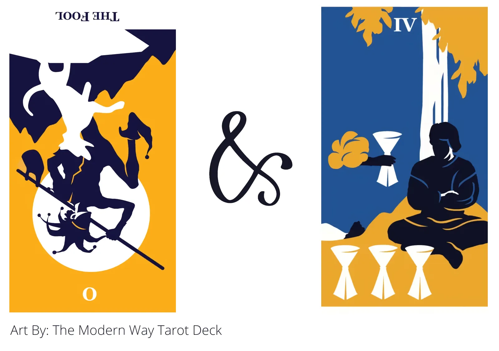 the fool reversed and four of cups tarot cards together