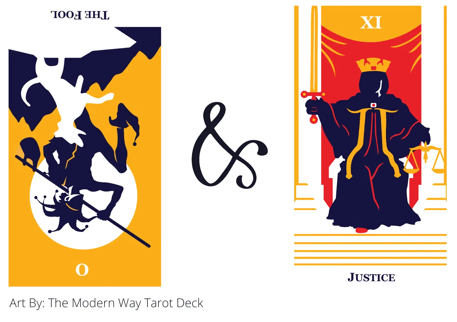 the fool reversed and justice tarot cards together
