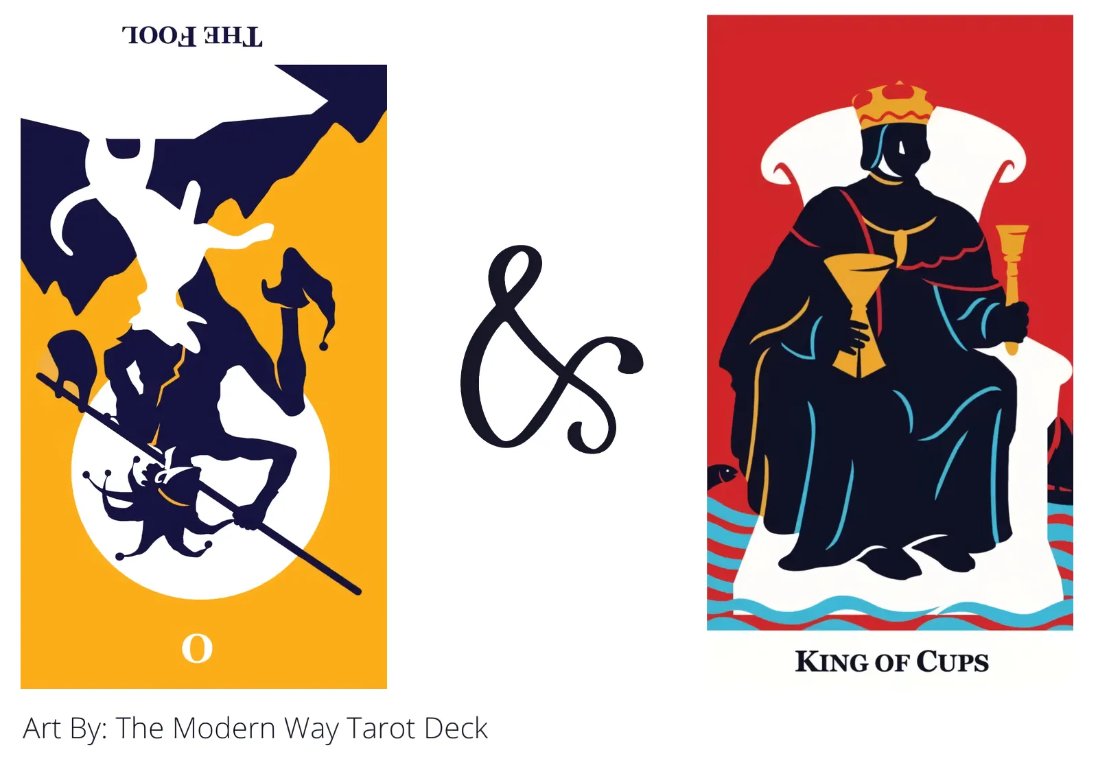 the fool reversed and king of cups tarot cards together