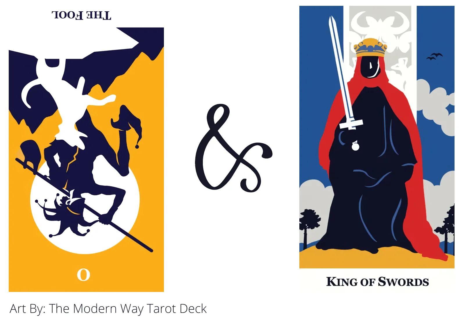 the fool reversed and king of swords tarot cards together