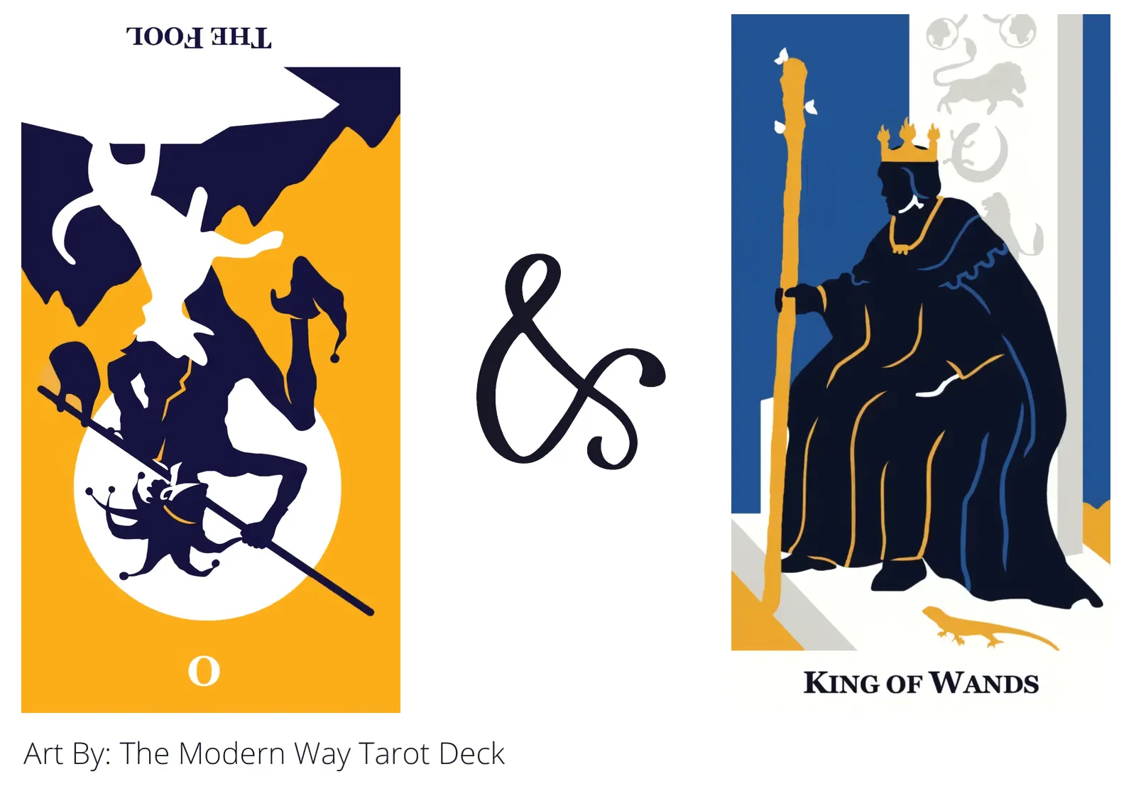 the fool reversed and king of wands tarot cards together