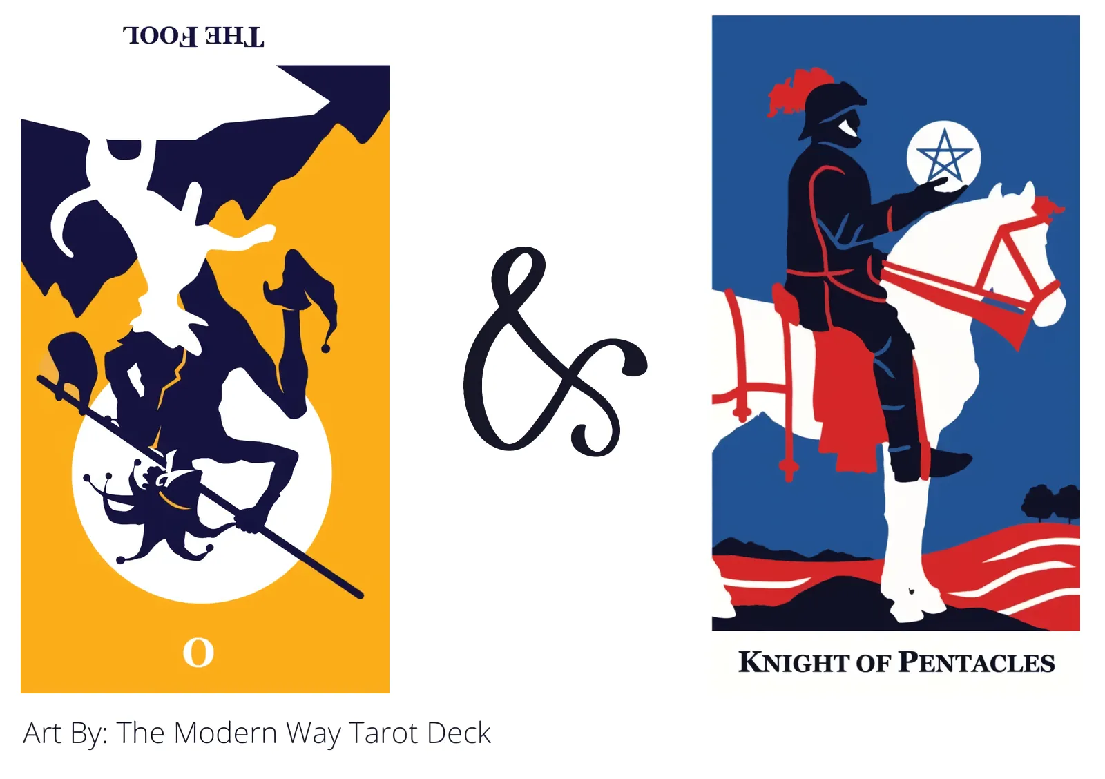 the fool reversed and knight of pentacles tarot cards together