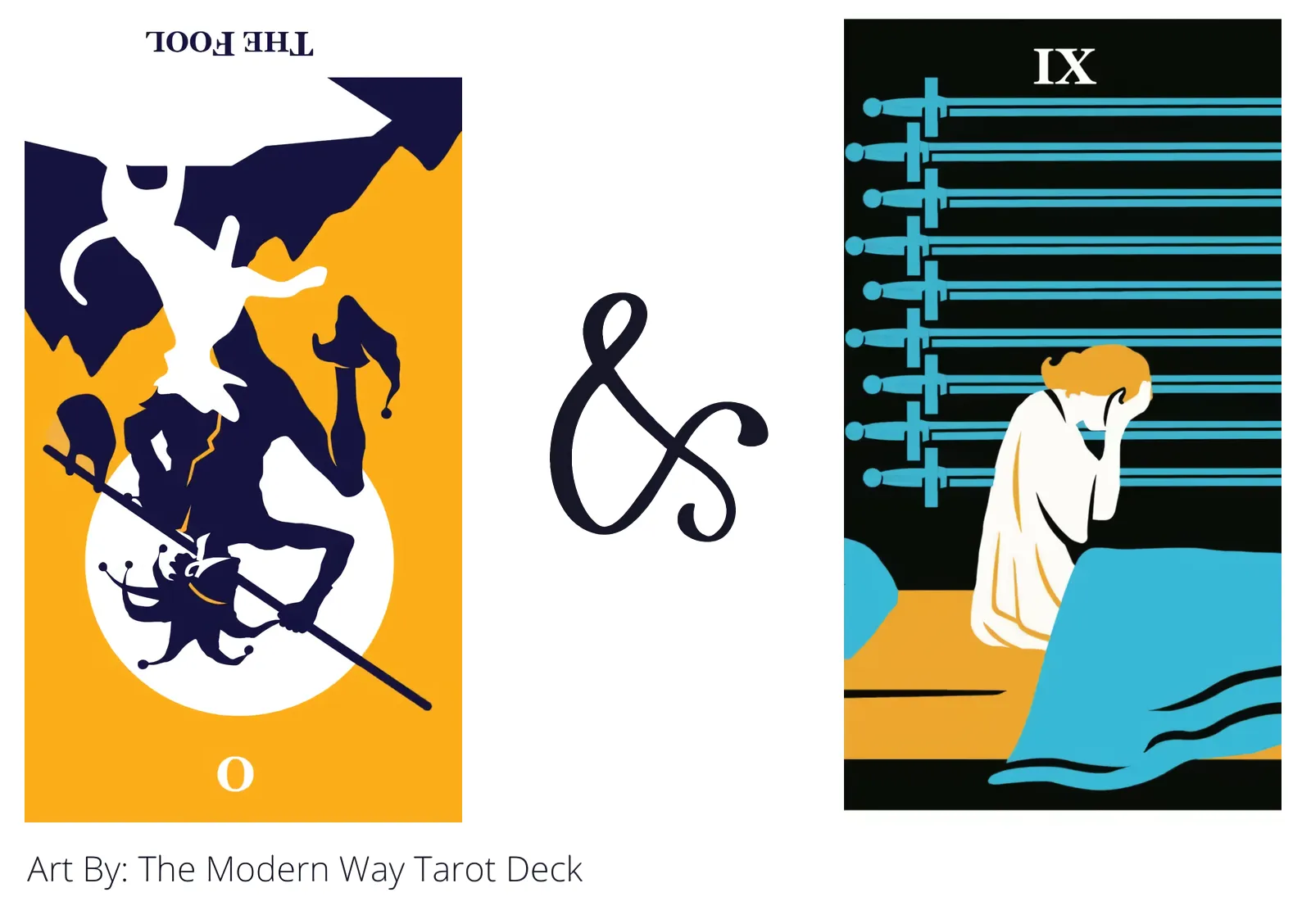 the fool reversed and nine of swords tarot cards together