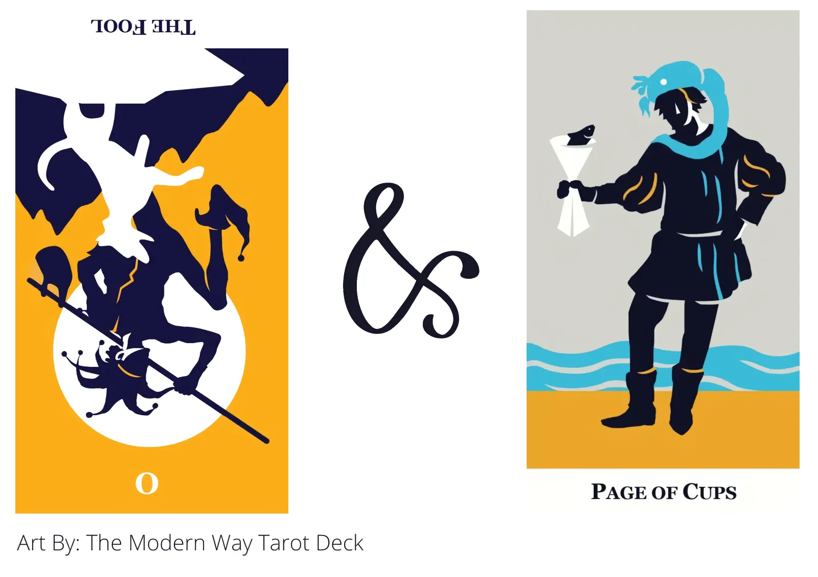 the fool reversed and page of cups tarot cards together
