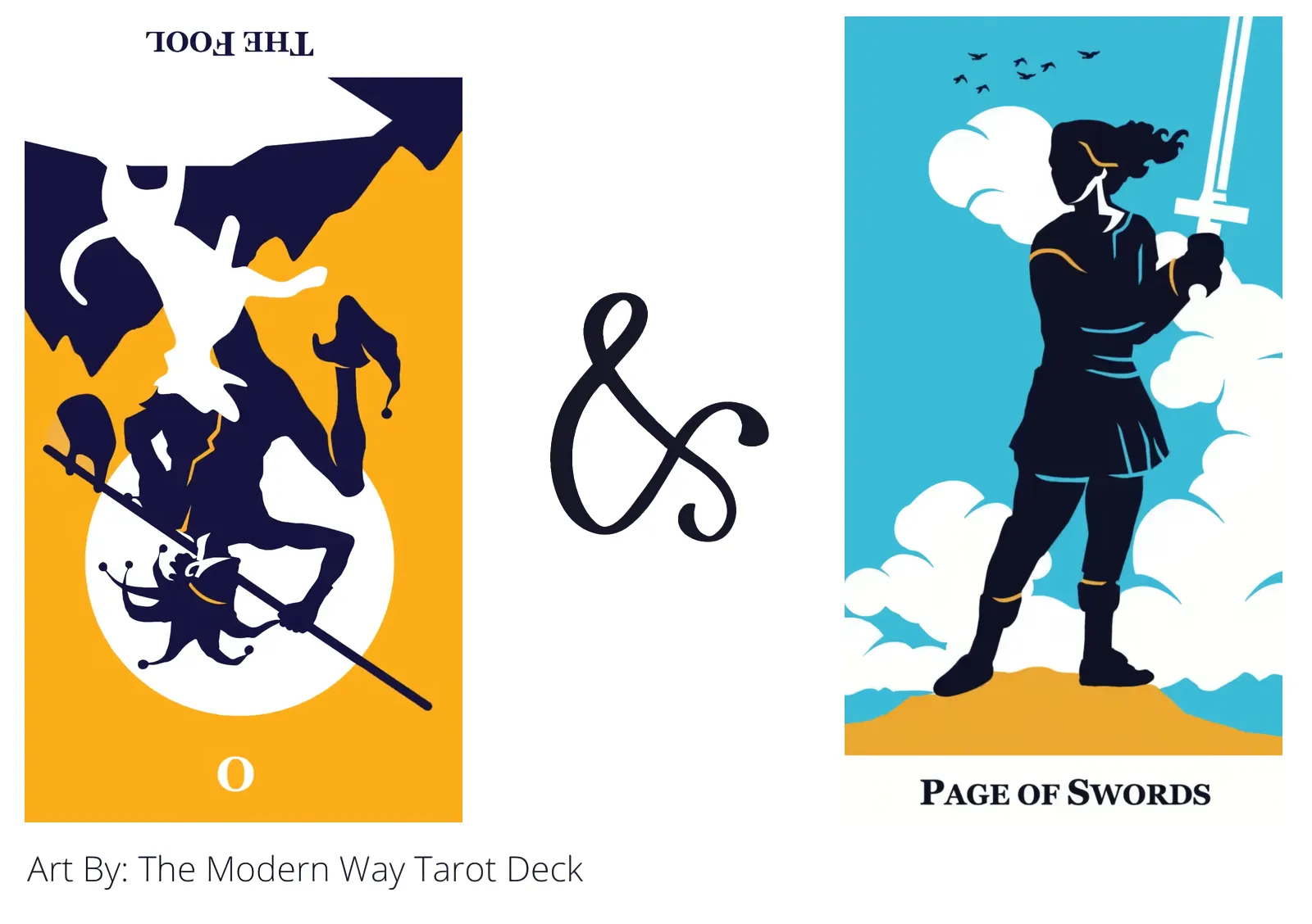 the fool reversed and page of swords tarot cards together
