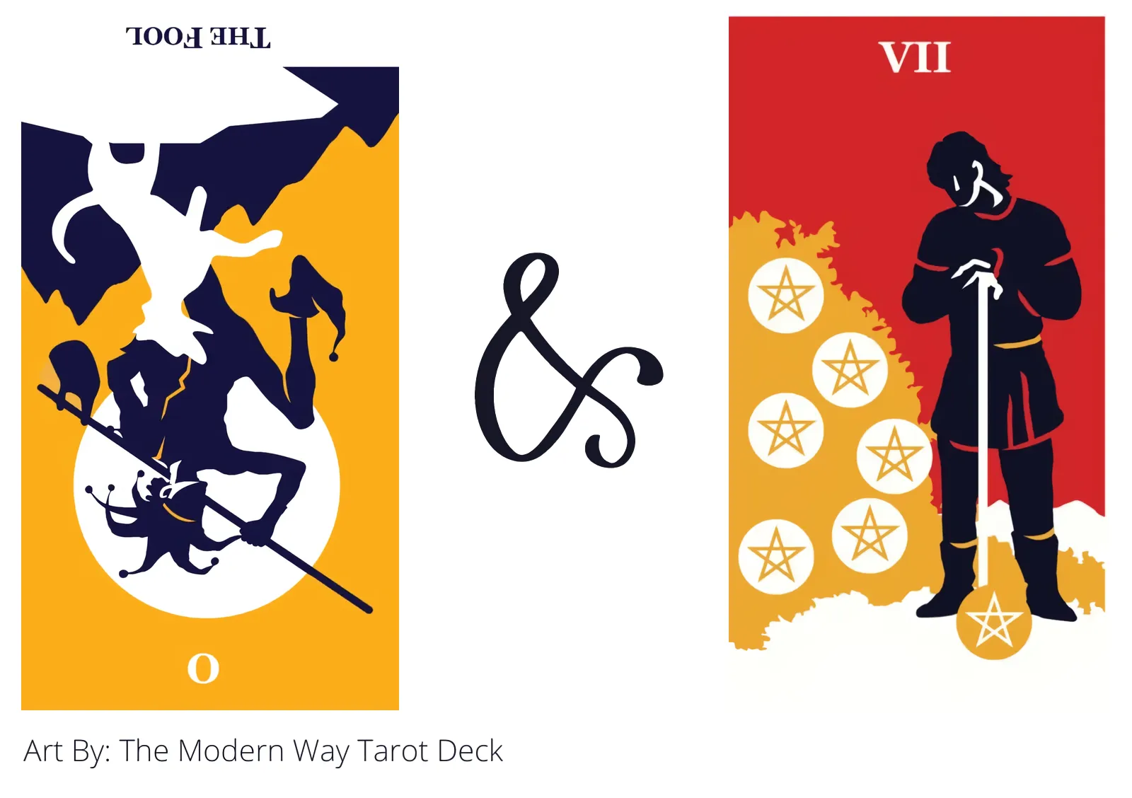 the fool reversed and seven of pentacles tarot cards together