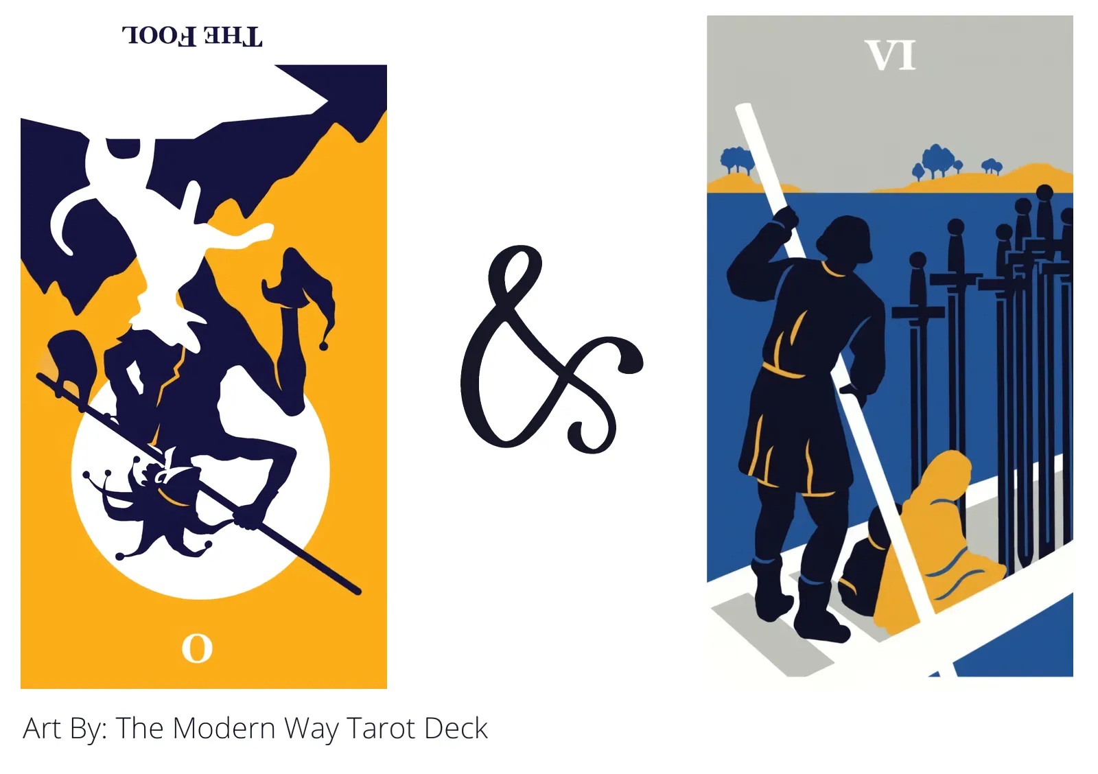 the fool reversed and six of swords tarot cards together