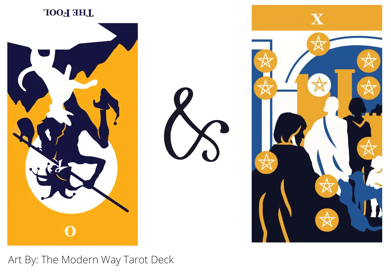 the fool reversed and ten of pentacles tarot cards together