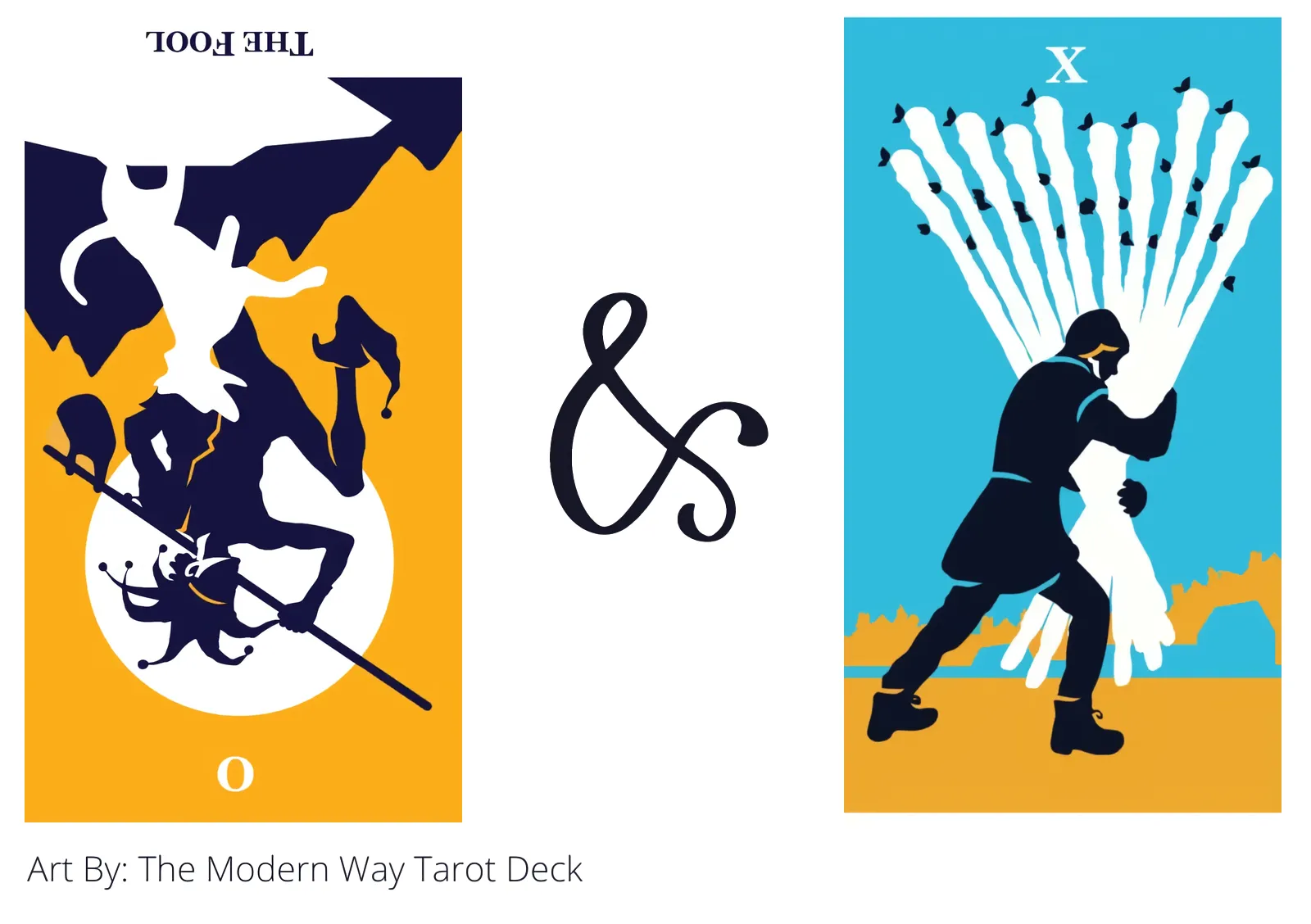 the fool reversed and ten of wands tarot cards together