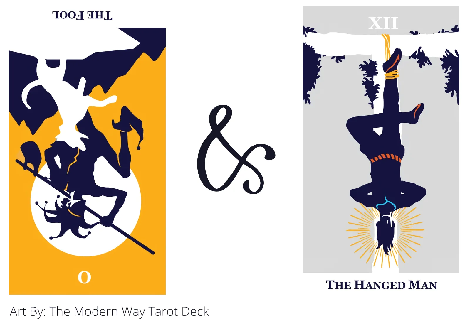 the fool reversed and the hanged man tarot cards together