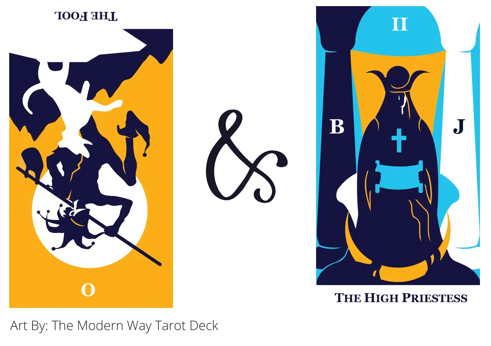 the fool reversed and the high priestess tarot cards together