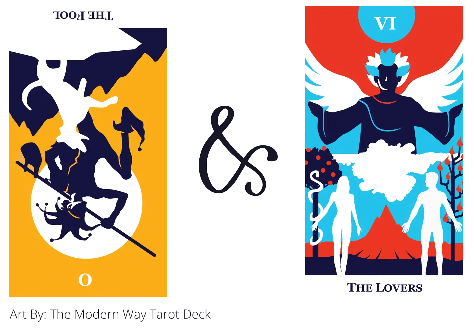 the fool reversed and the lovers tarot cards together