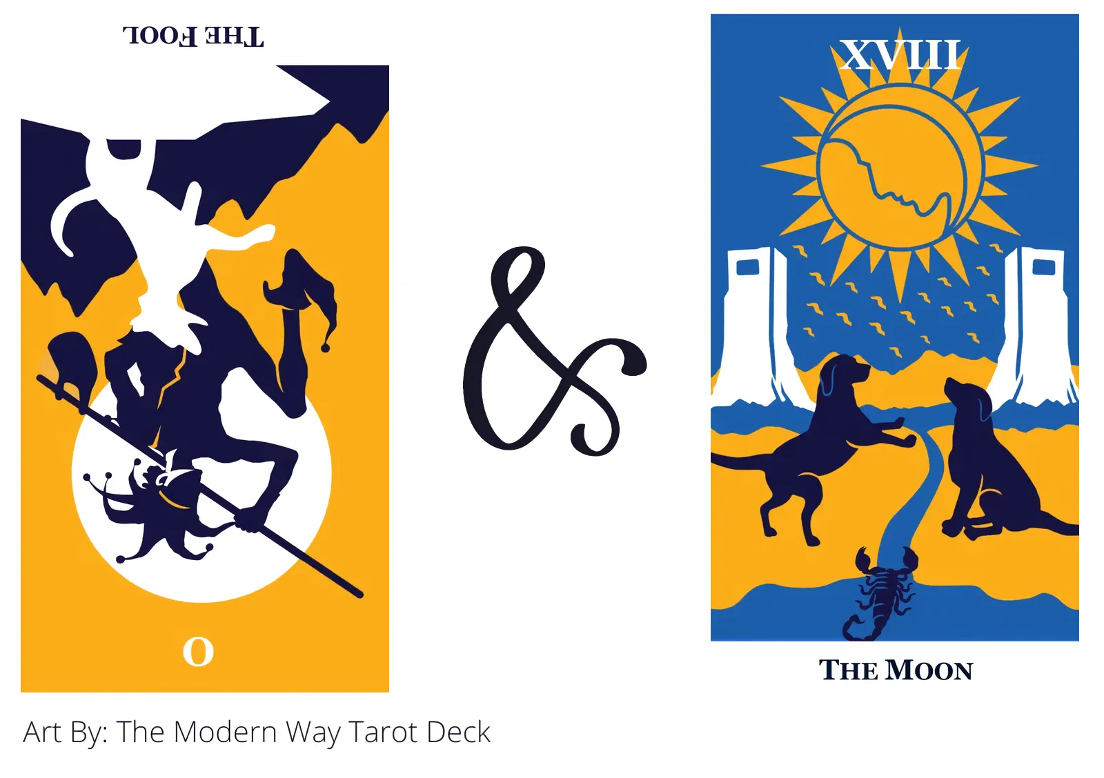 the fool reversed and the moon tarot cards together