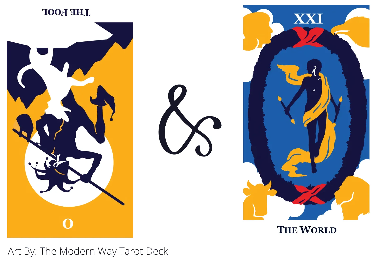 the fool reversed and the world tarot cards together