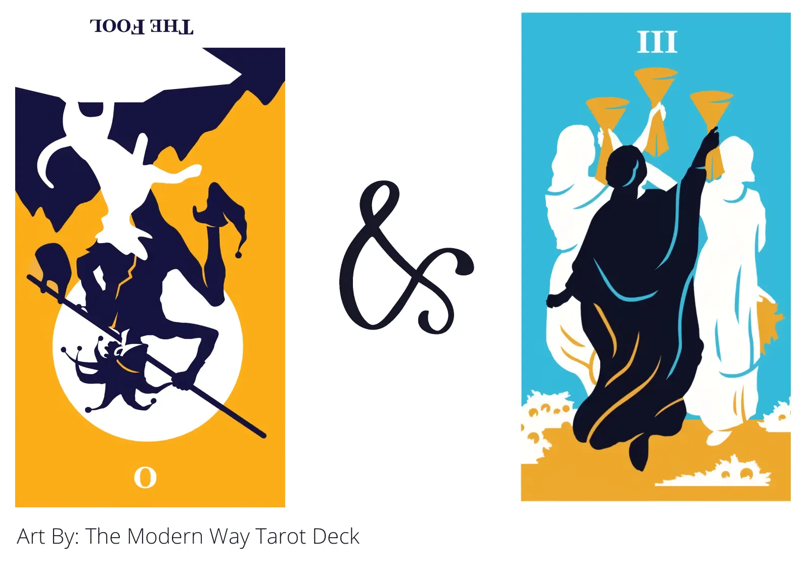 the fool reversed and three of cups tarot cards together