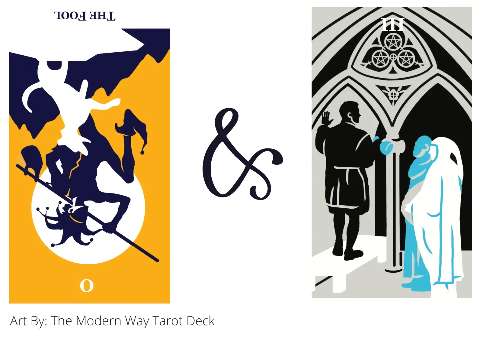 the fool reversed and three of pentacles tarot cards together