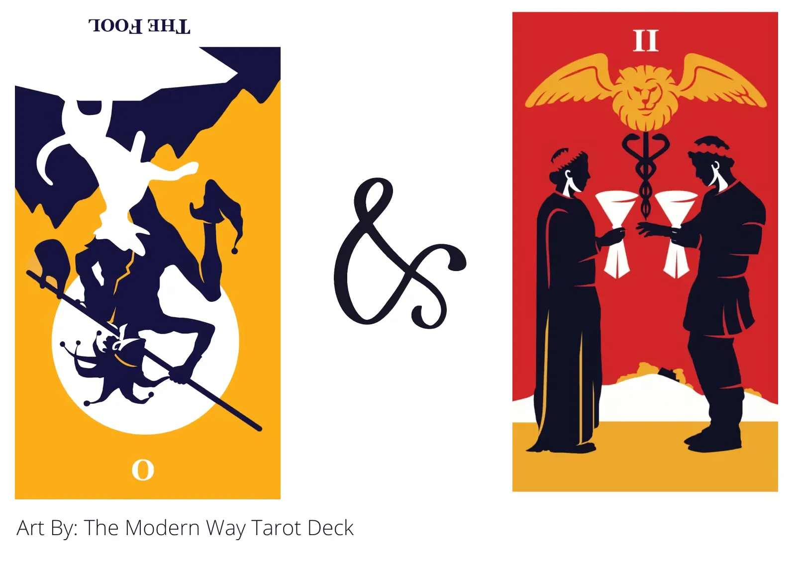the fool reversed and two of cups tarot cards together