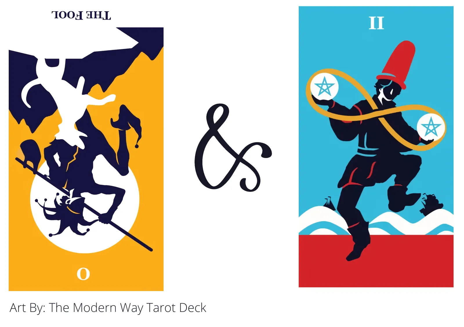 the fool reversed and two of pentacles tarot cards together