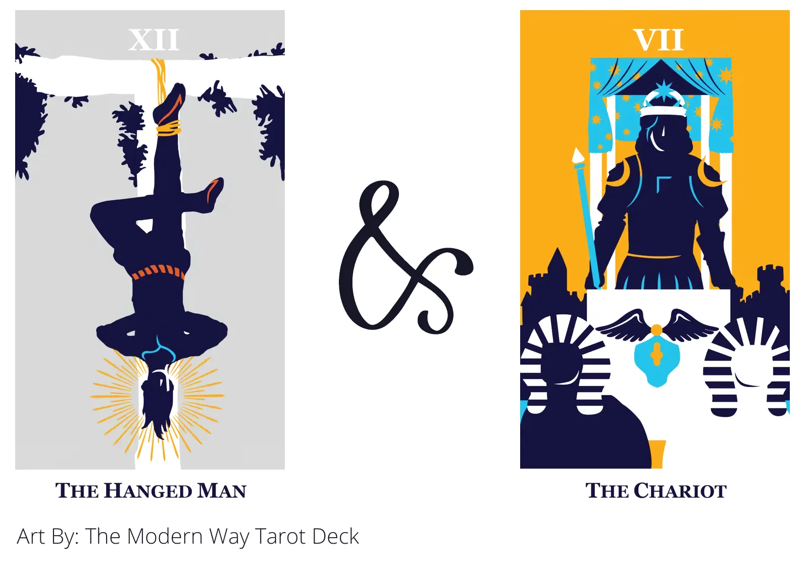 the hanged man and the chariot tarot cards together
