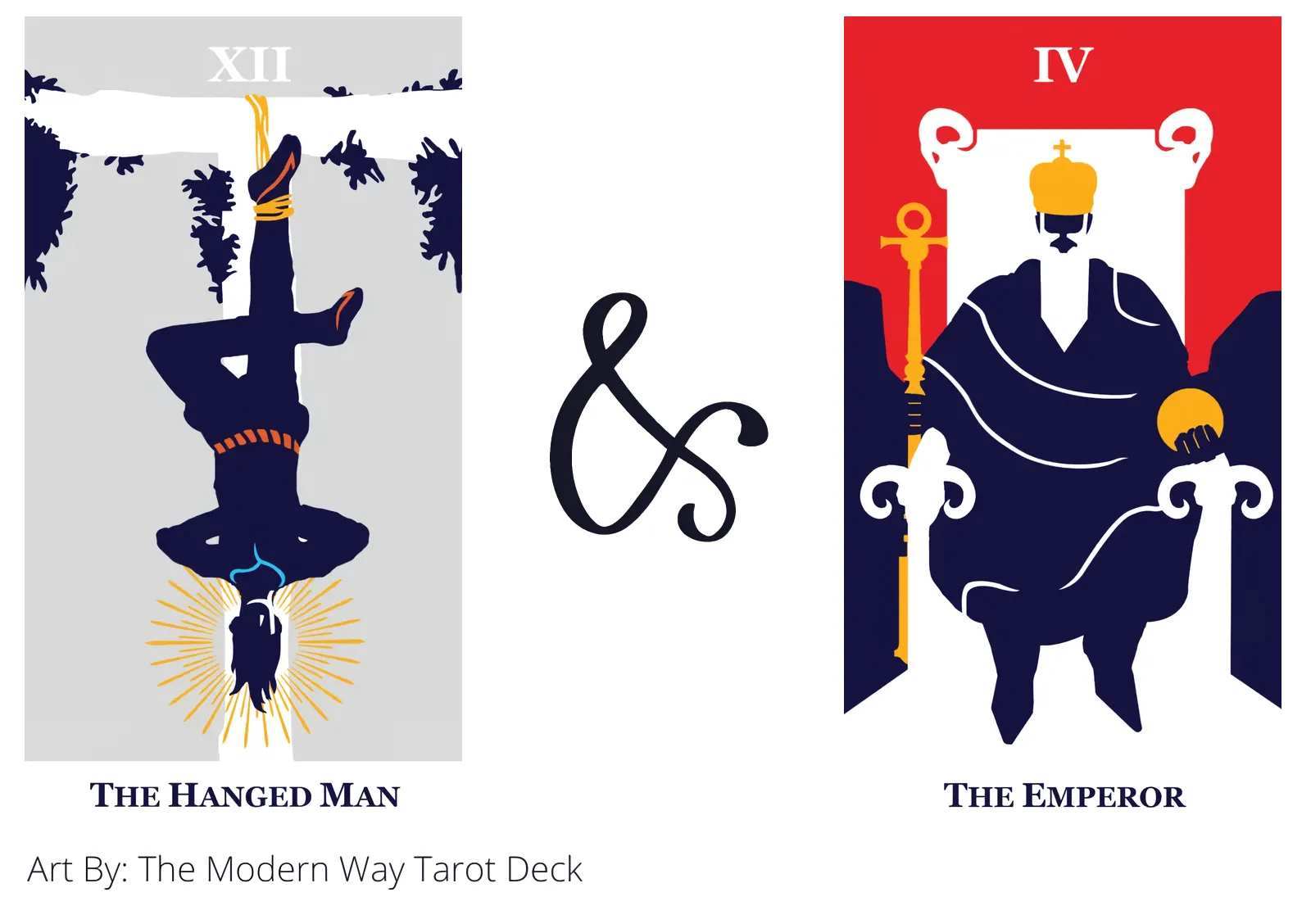the hanged man and the emperor tarot cards together