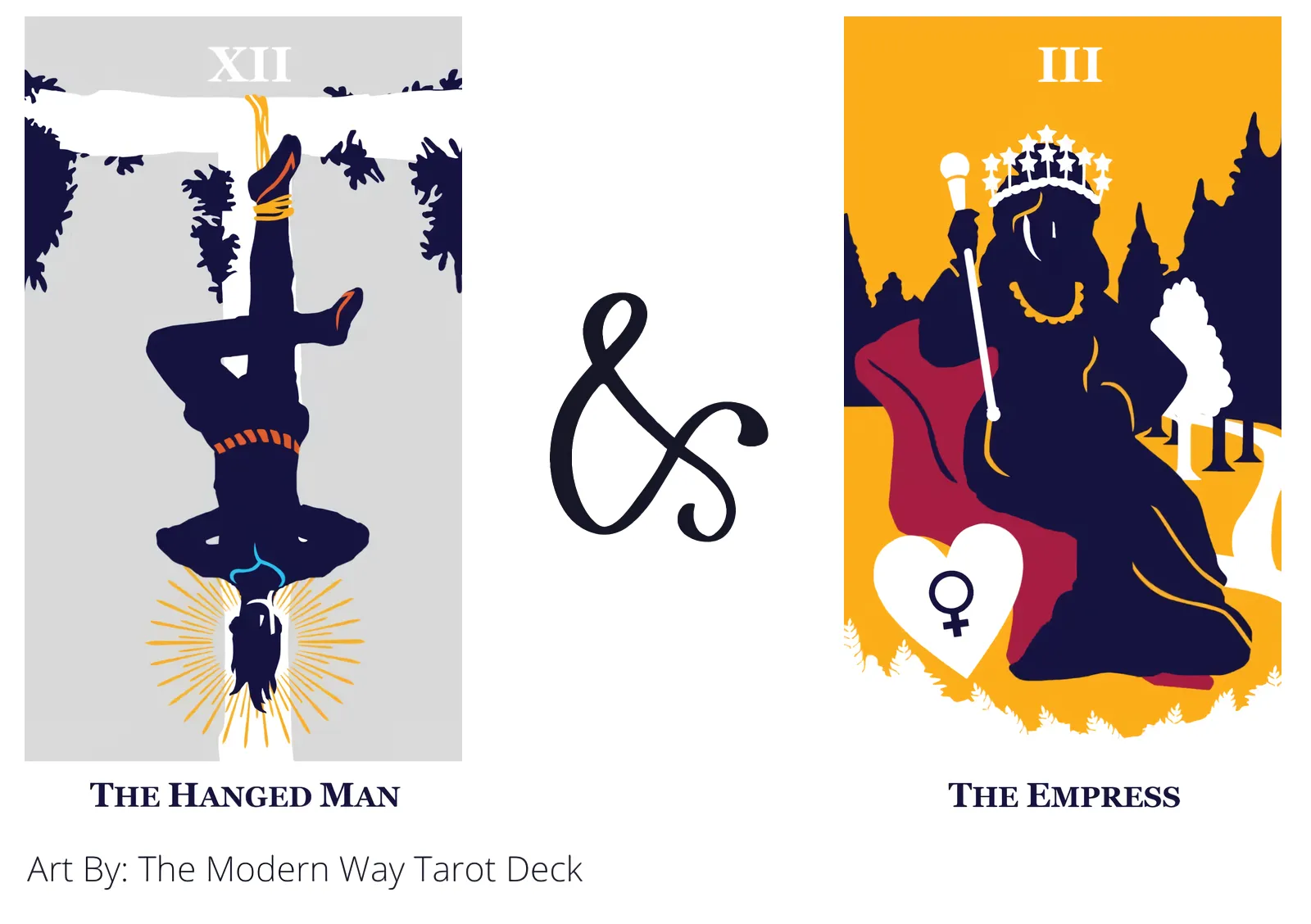 the hanged man and the empress tarot cards together