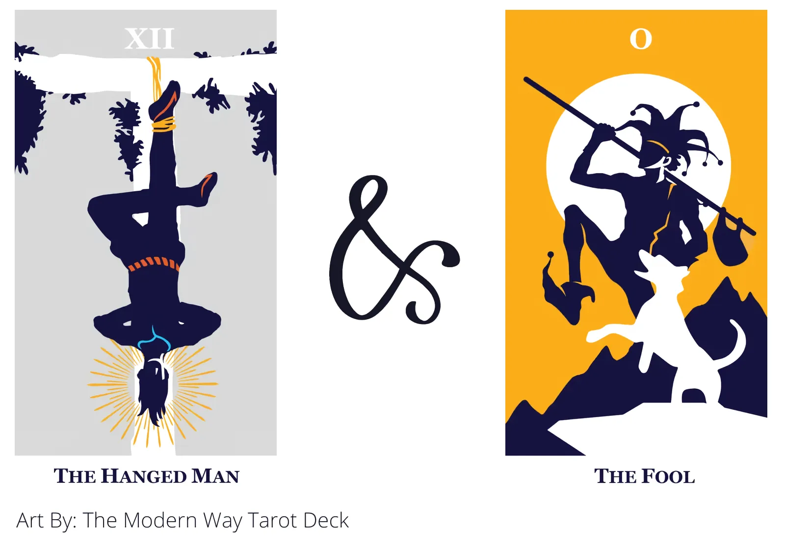 the hanged man and the fool tarot cards together