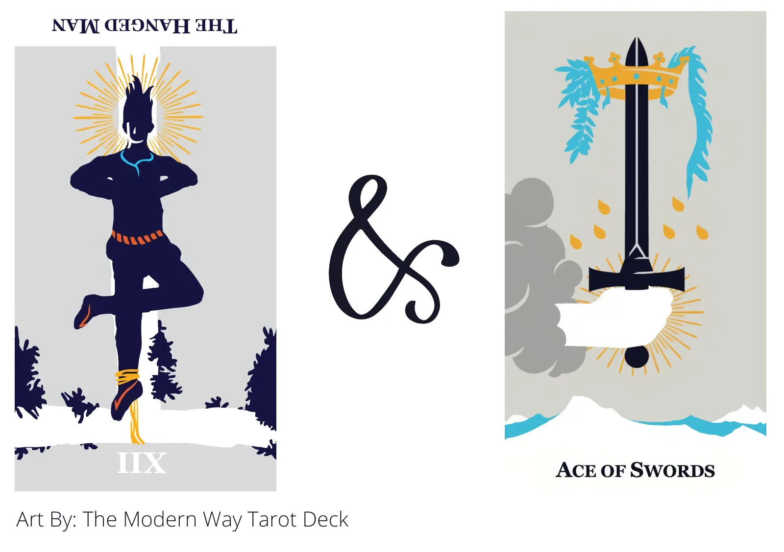 the hanged man reversed and ace of swords tarot cards together