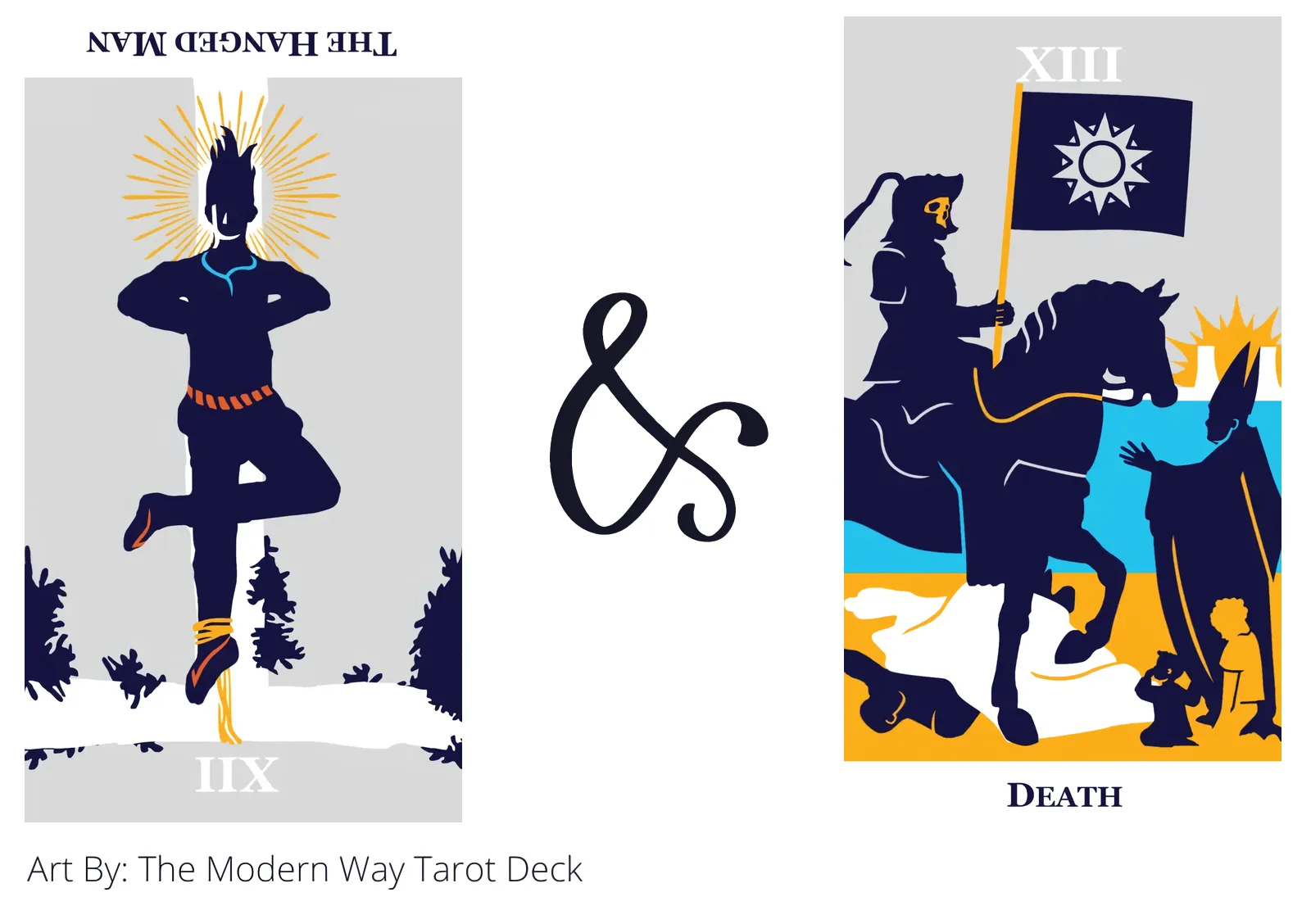the hanged man reversed and death tarot cards together