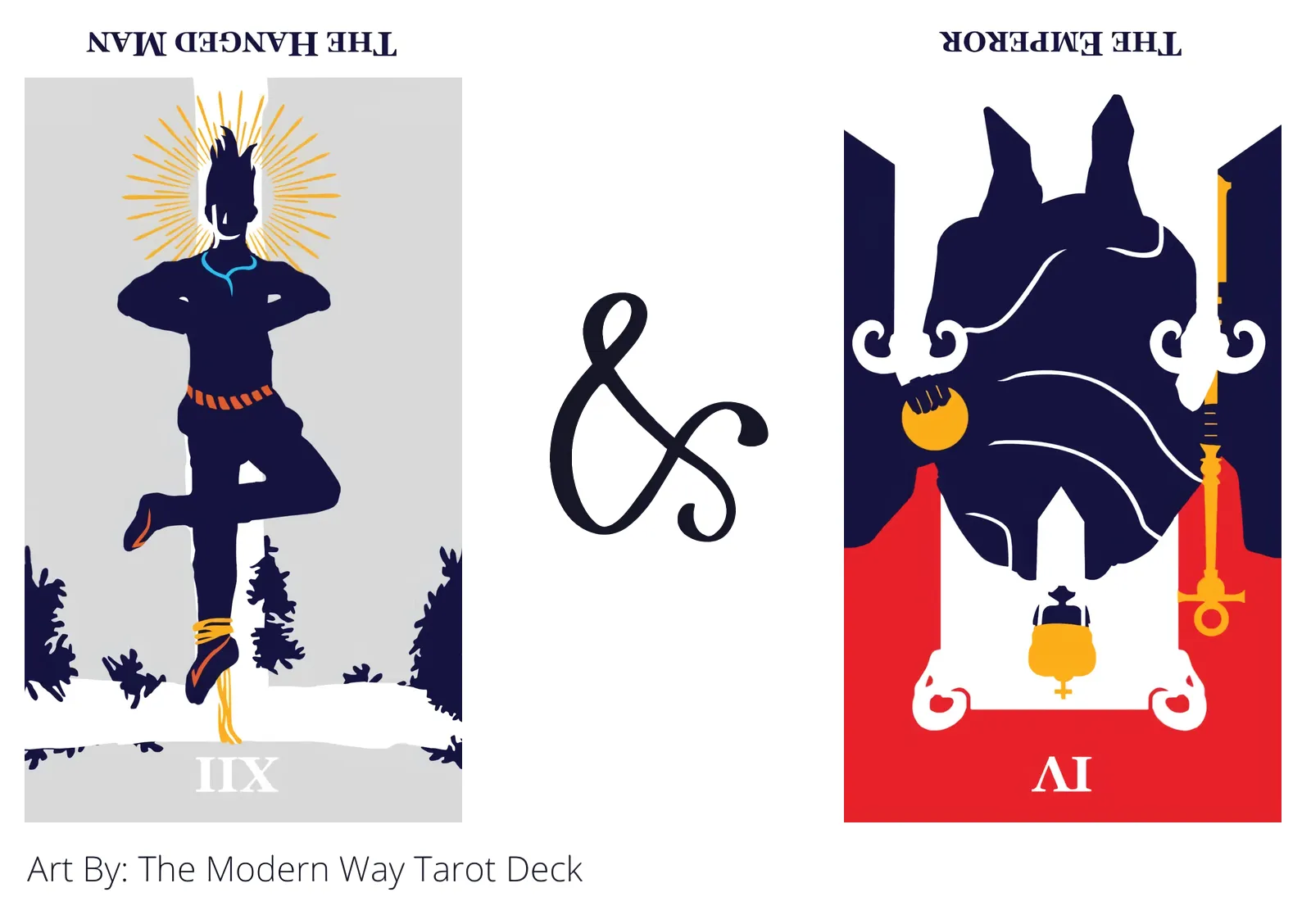 the hanged man reversed and the emperor reversed tarot cards together