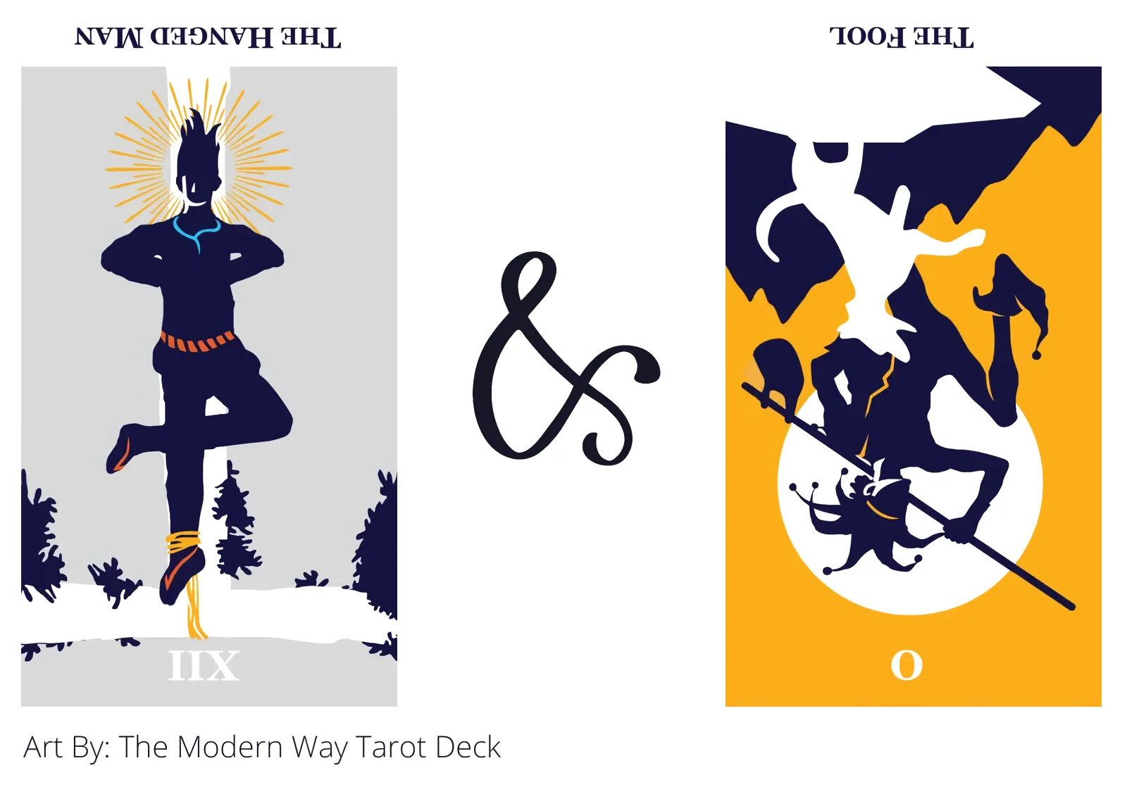 the hanged man reversed and the fool reversed tarot cards together