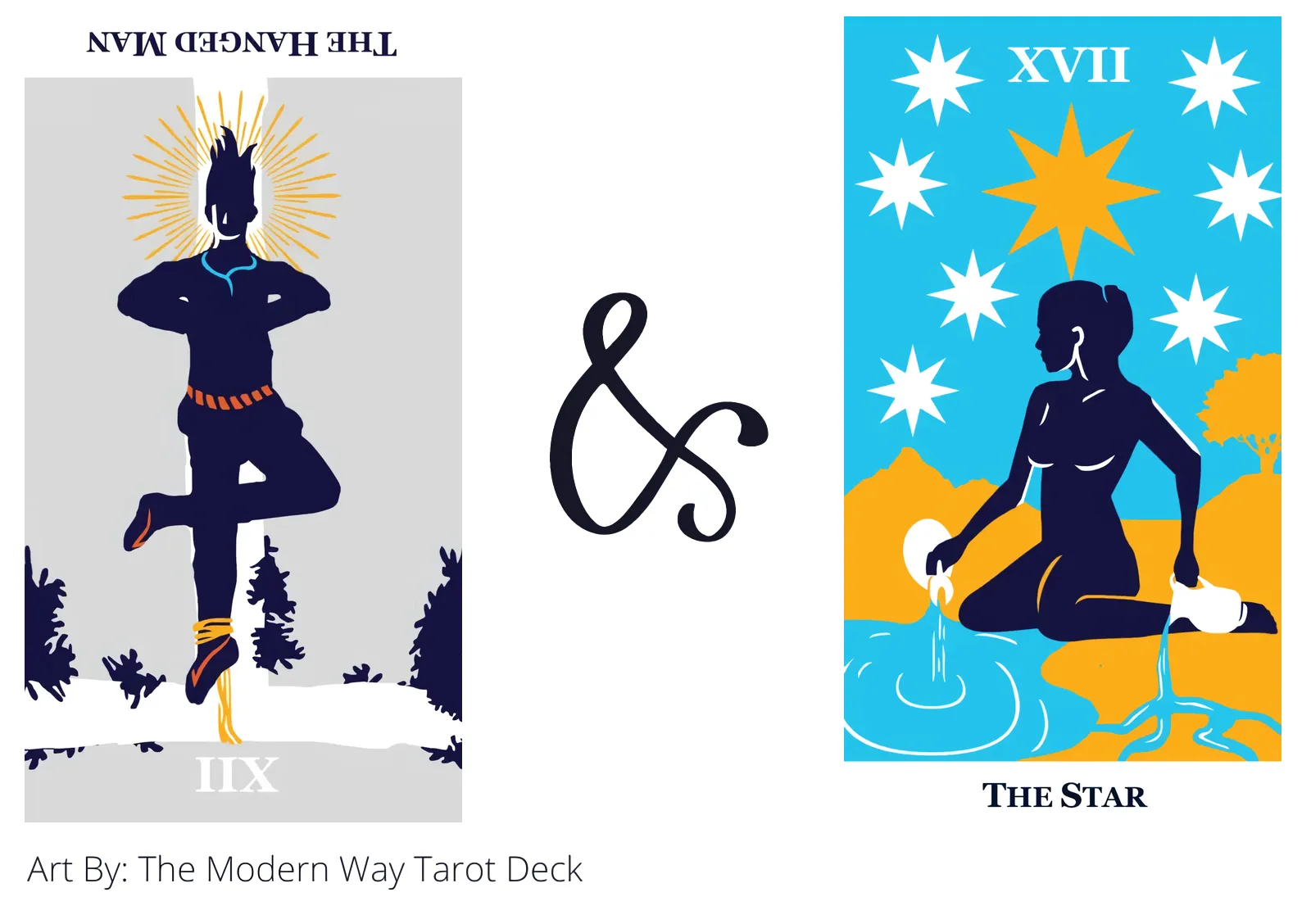 the hanged man reversed and the star tarot cards together