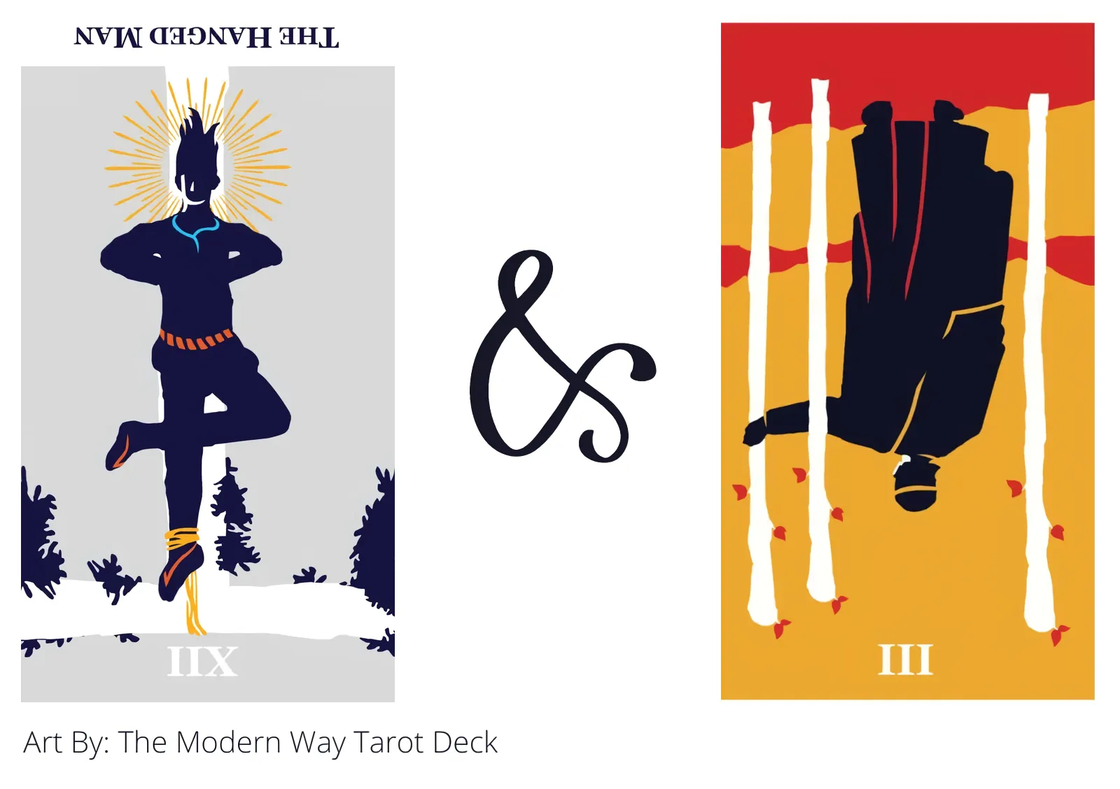 the hanged man reversed and three of wands reversed tarot cards together